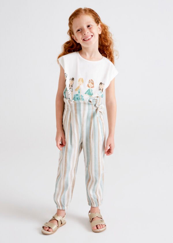 Striped linen long trousers girl mayoral