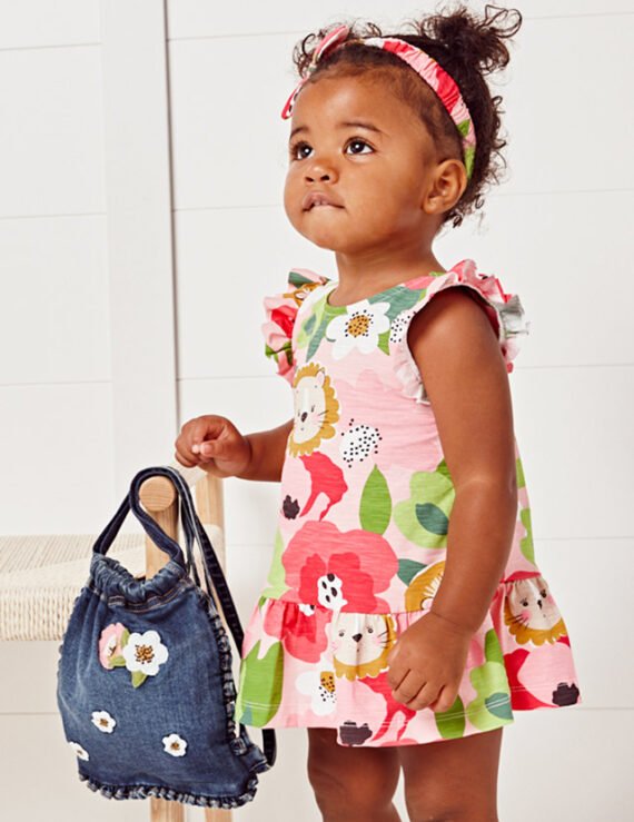 Embroidered denim backpack baby girl mayoral ss22