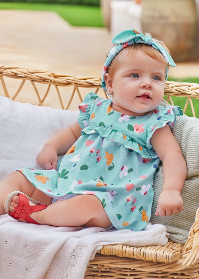 ECOFRIENDS patterned dress with headband newborn girl