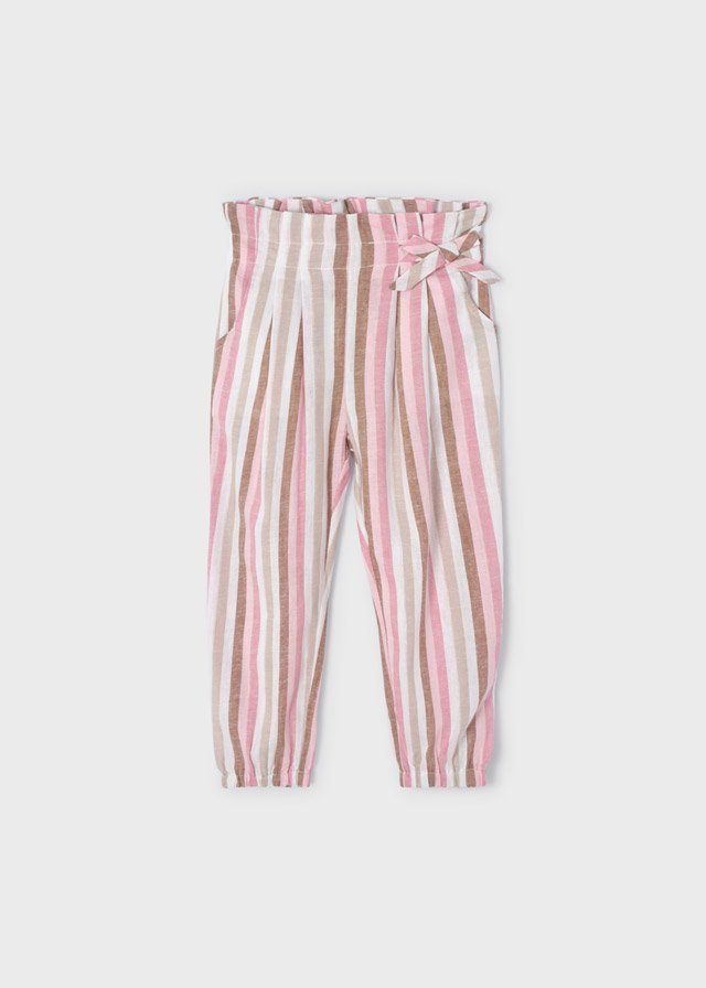 Striped linen long trousers girl mayoral