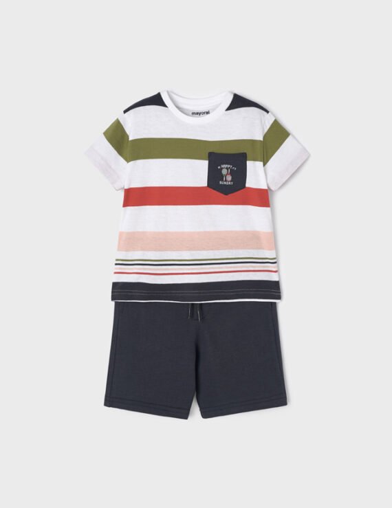 Knit stripes shorts set boy mayoral ss22