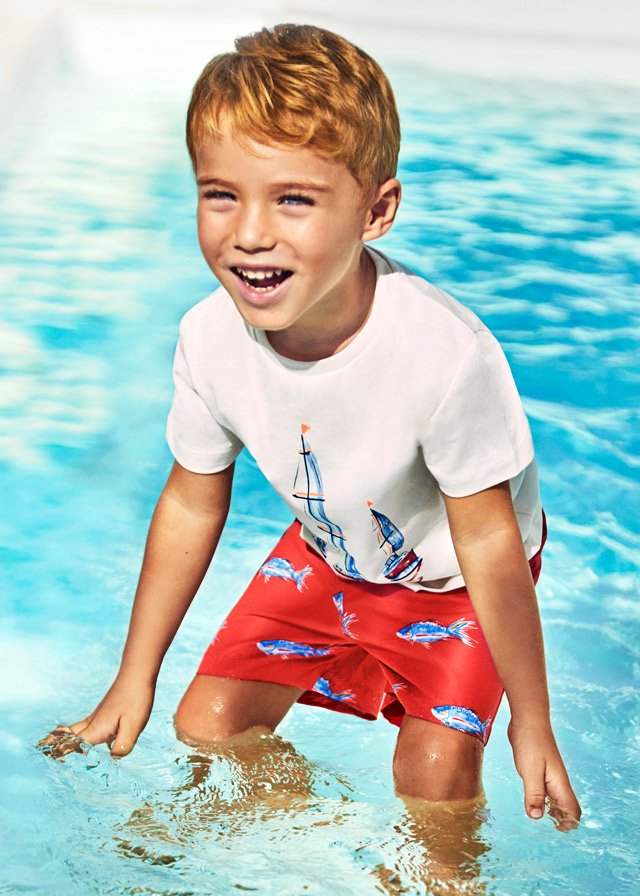 ECOFRIENDS SPLASH Bermuda swim shorts with fish boy mayoral ss22