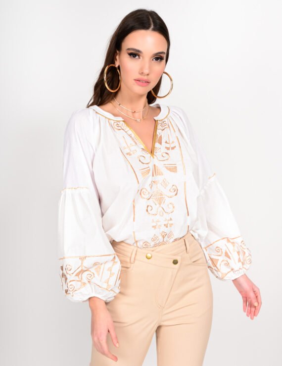 Gold embroidery blouse