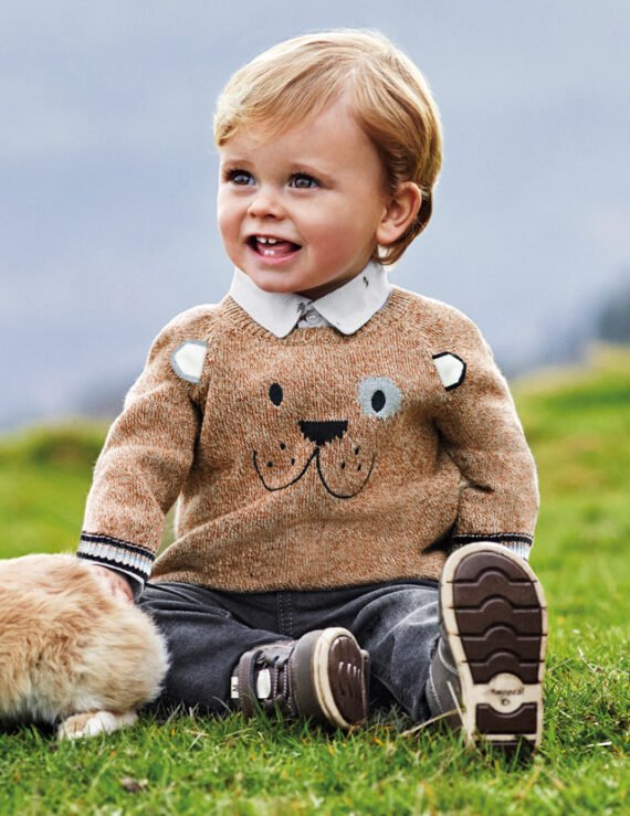 Intarsia jumper with mittens baby
