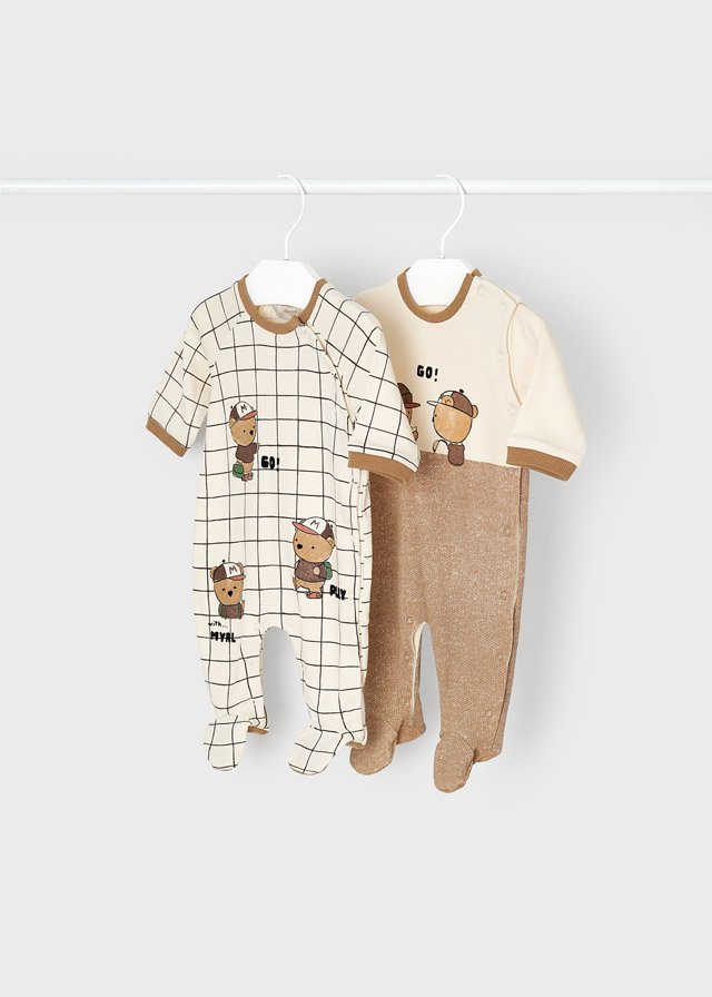 12-02633-023-L-4 ECOFRIENDS set of 2 knitted sleepsuits newborn