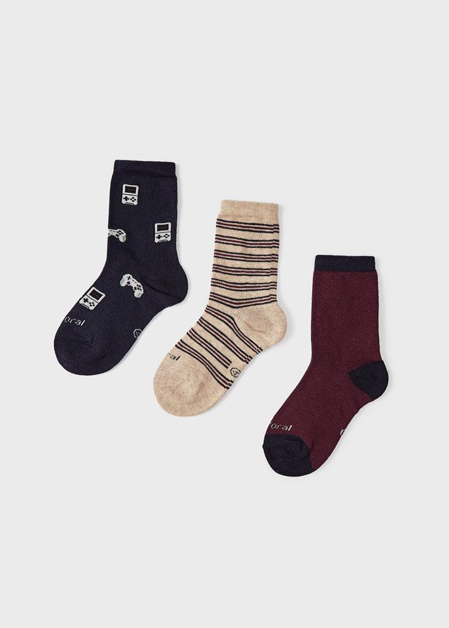 12-1032ECOFRIENDS pack of 3 jacquard socks boy2-083-L-4 ECOFRIENDS pack of 3 jacquard socks boy
