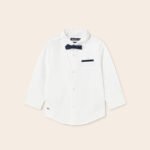 Sustainable cotton long sleeve shirt with bow tie baby