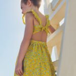 Print dress with back details girl