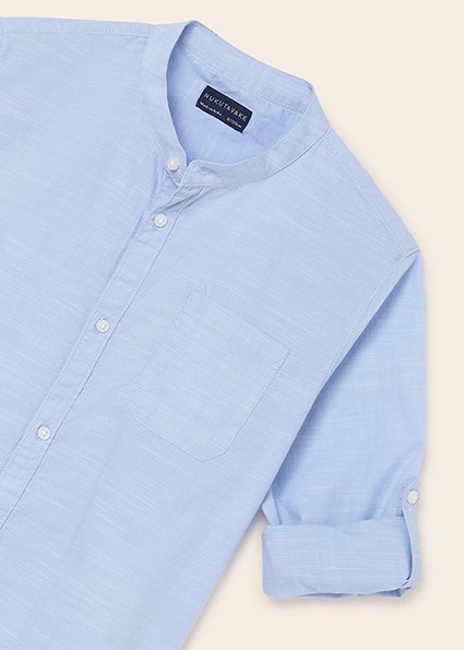 Sustainable cotton grandad collar shirt boy