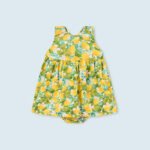 Sustainable cotton print dress with nappy cover baby