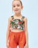 ECOFRIENDS garment 100% sustainable cotton. Top with braces for girl. Floral pattern. ECOFRIENDS garment 100% sustainable cotton. Shorts for girl. Elasticated waistband for a better fit. Top Outside 100% Cotton Washing instructions Shorts Outside 100% Cotton Washing instructions