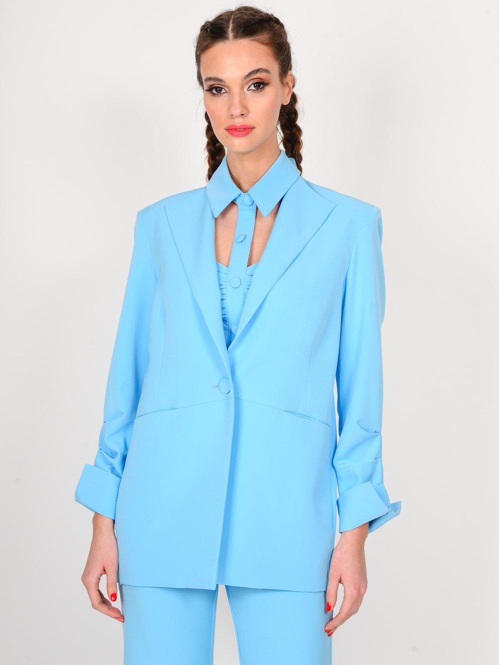 Blazer pleated sleeve