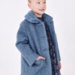 Girl Terry coat with faux fur collar