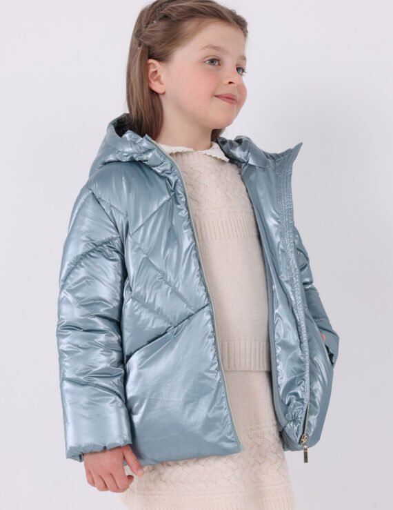 Girl metallic coat recycled fibres