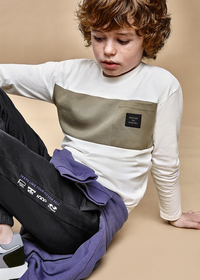 Boy contrast drop shoulder T-shirt