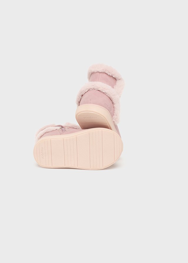 Baby faux fur ankle boots recycled cotton