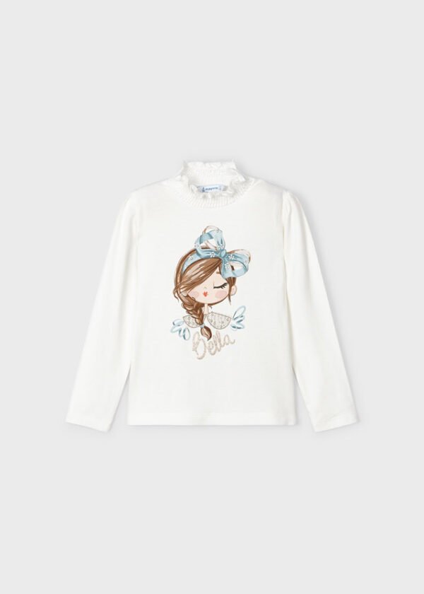 Girl print mock neck T-shirt