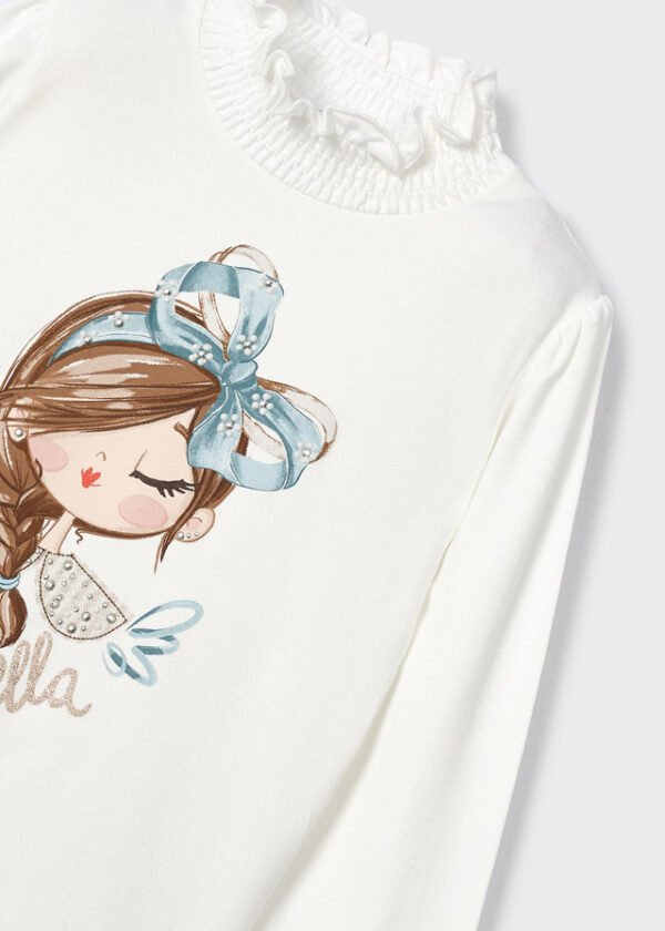 Girl print mock neck T-shirt