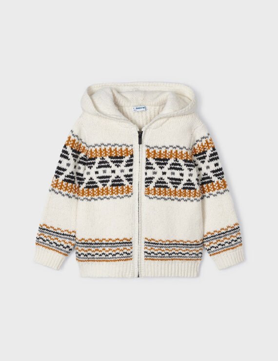 Boy jacquard zip cardigan