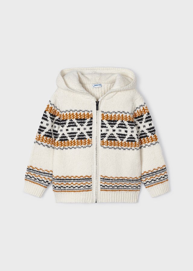 Boy jacquard zip cardigan