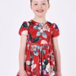 Girl print velvet dress