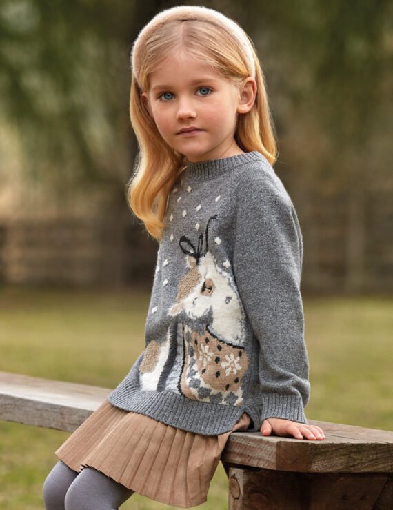 Girl dress with intarsia jumper