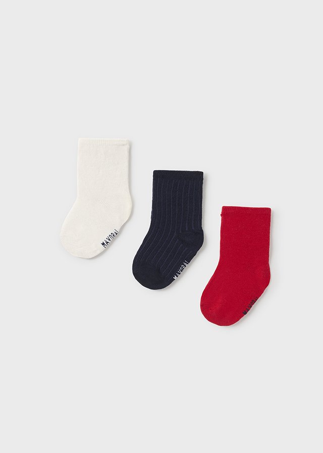 13-10522-085-L-4 ECOFRIENDS set of 3 plain socks baby boy