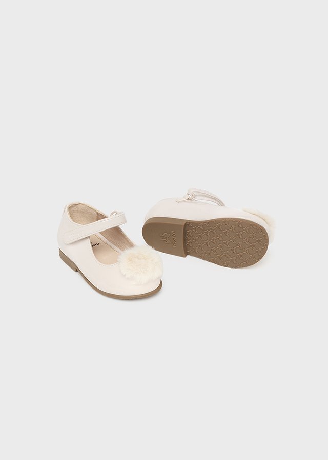 Baby pompom ballet flats sustainable leather