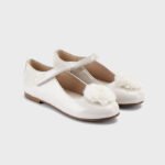 Girl pompom ballet flats sustainable leather