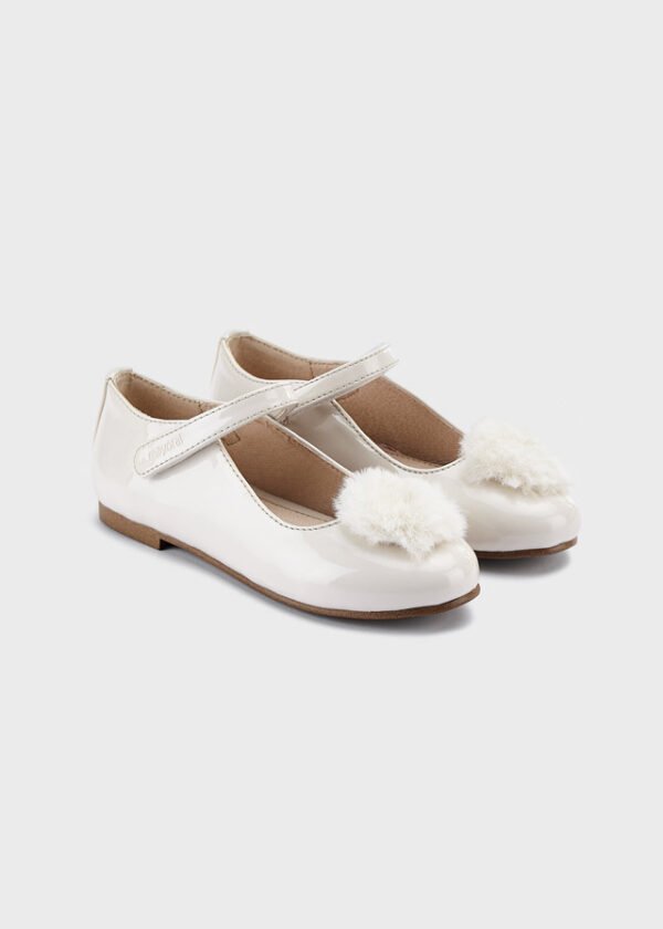 Girl pompom ballet flats sustainable leather