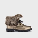 Girl fur lining ankle boots sustainable leather
