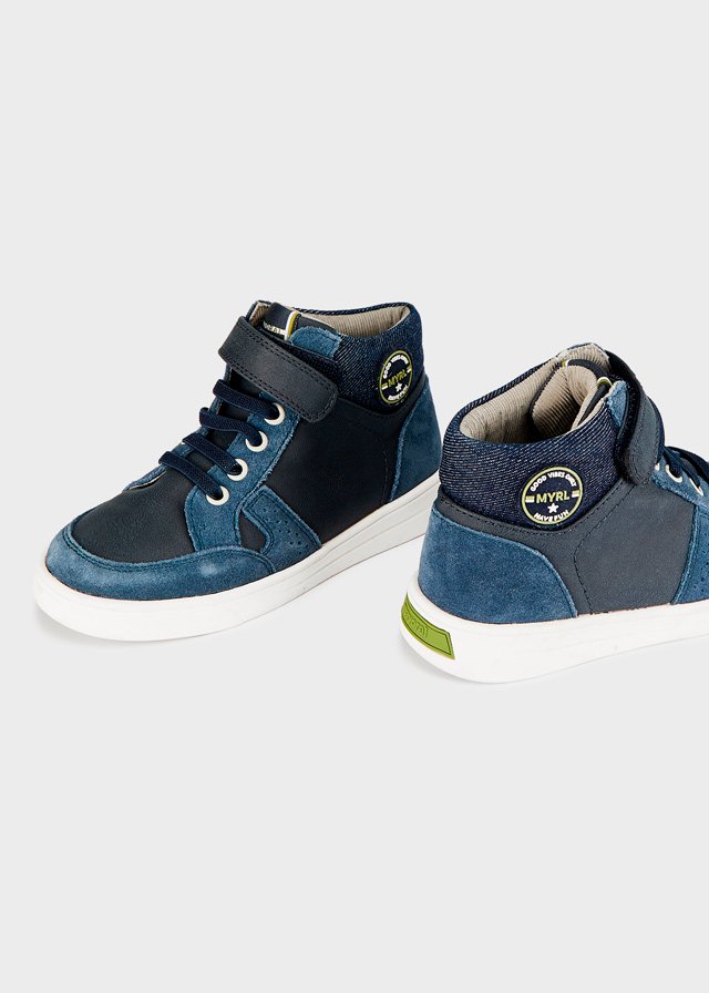 Boy high top trainers sustainable leather