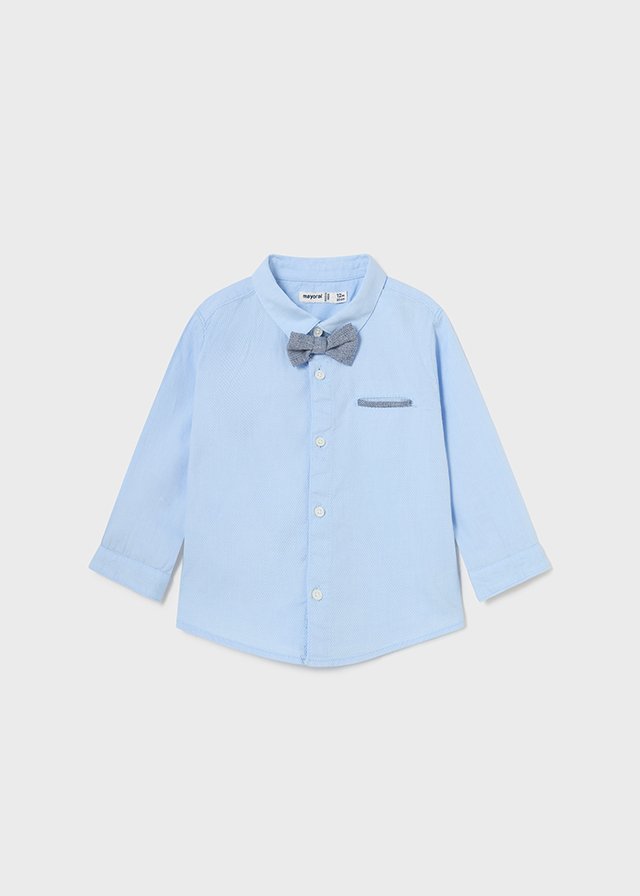 Baby cotton shirt with detachable bow tie