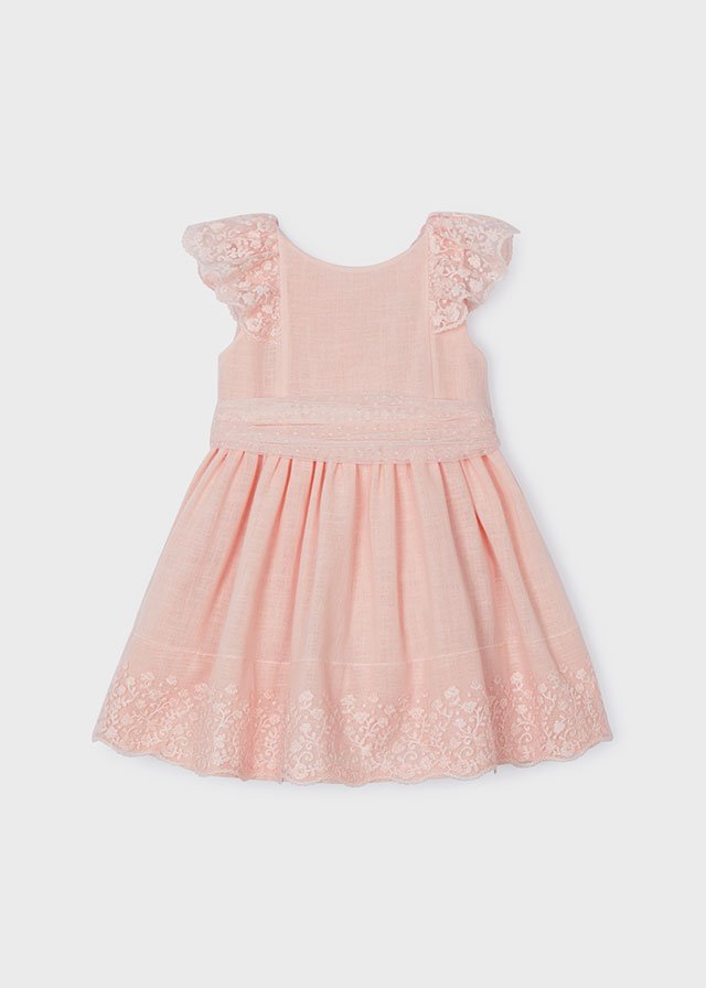 Girl Dress with Linen Bow