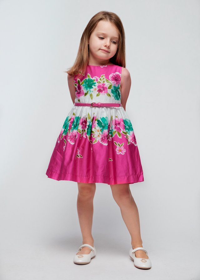 Girl Poplin Belted Dress