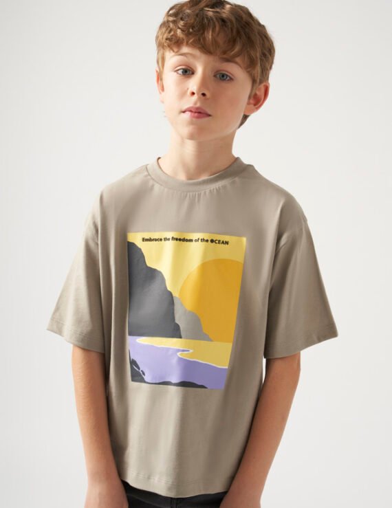 Boy Landscape Print Oversized T-Shirt Better Cotton