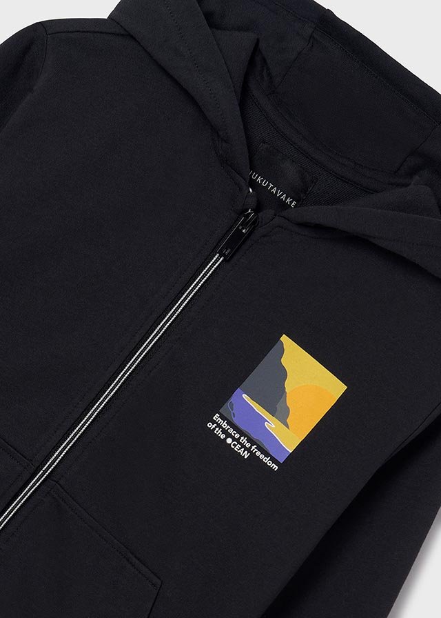 Boy Back Print Zip Hoodie