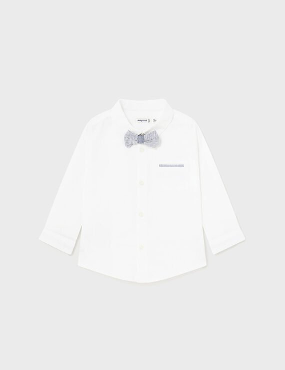 Baby cotton shirt with detachable bow tie