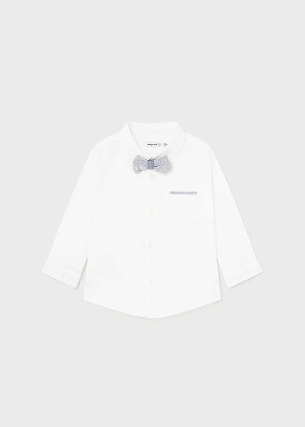 Baby cotton shirt with detachable bow tie