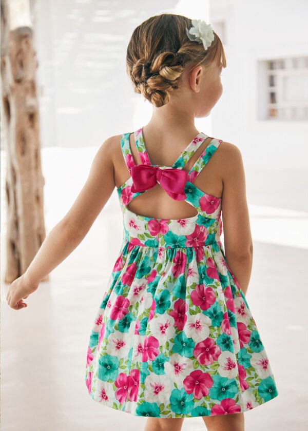 Girl Floral Back Bow Dress