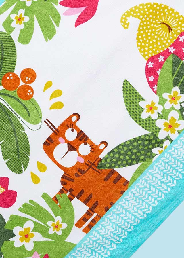 Print towel with built-in backpack girl