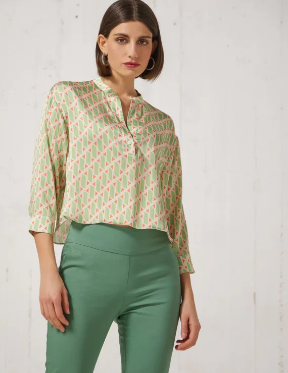 Silky crop blouse