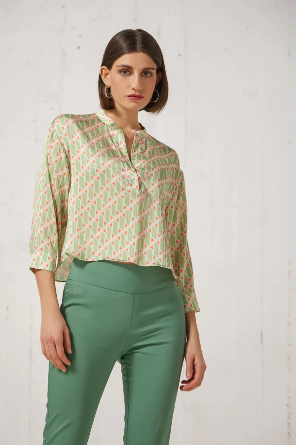 Silky crop blouse