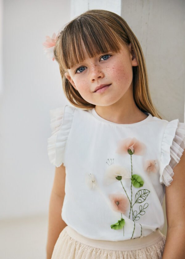 Girl tulle flower top