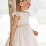 Girl Dress with Linen Bow