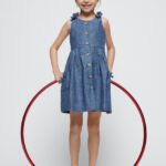 Girl Button Linen Dress