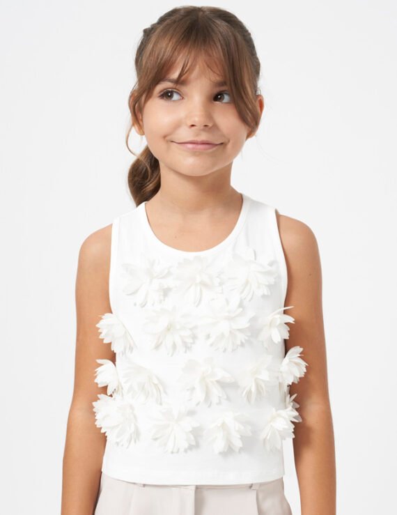 Girl Embossed Flower Vest Top Better Cotton