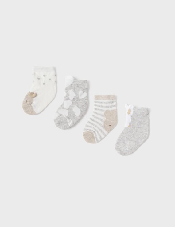 4 pack organic cotton print socks newborn