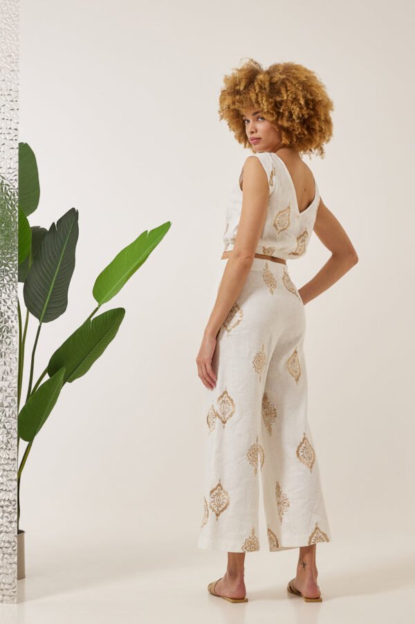 Linen embroidery pants set