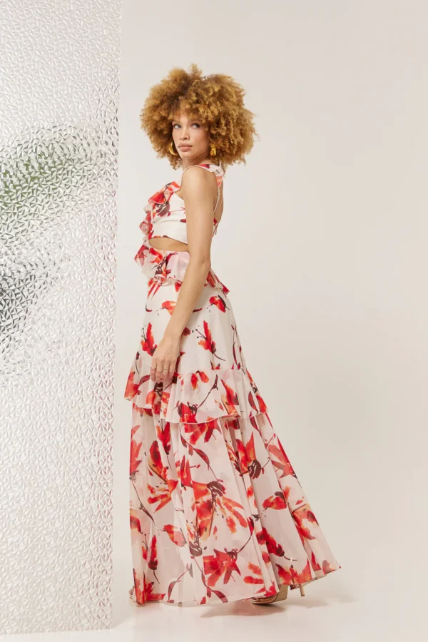 Dress flower print cut out